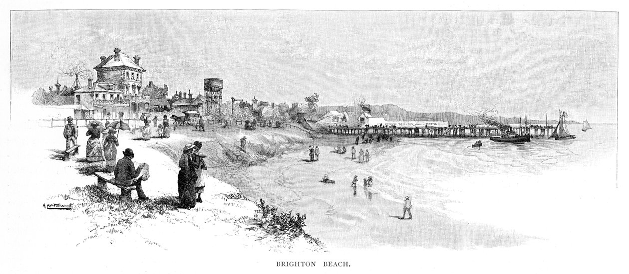 ब्राइटन बीच, मेलबर्न, विक्टोरिया, ऑस्ट्रेलिया, 1886। द्वारा अल्बर्ट हेनरी फुलवुड