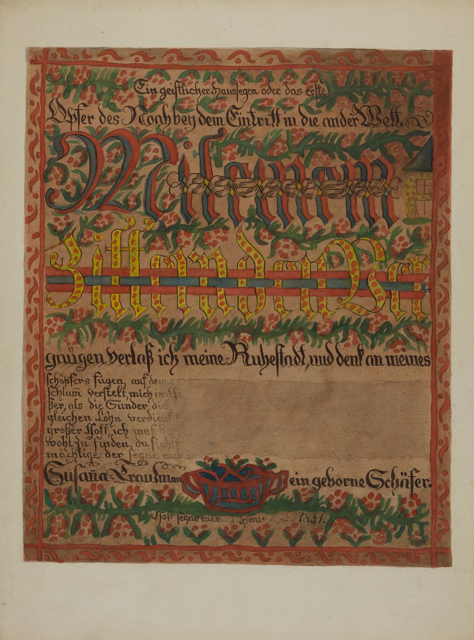 पा. जर्मन मृत्यु प्रमाणपत्र, सी. 1937. द्वारा अल्बर्ट जे. लेवोन