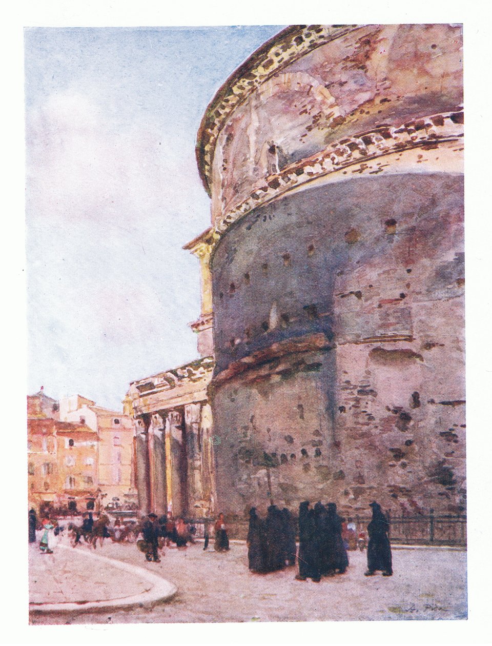Pantheon, A & C Black Ltd, 1925 द्वारा प्रकाशित रोम का एक फ्लैंक दृश्य द्वारा अल्बर्टो पीसा