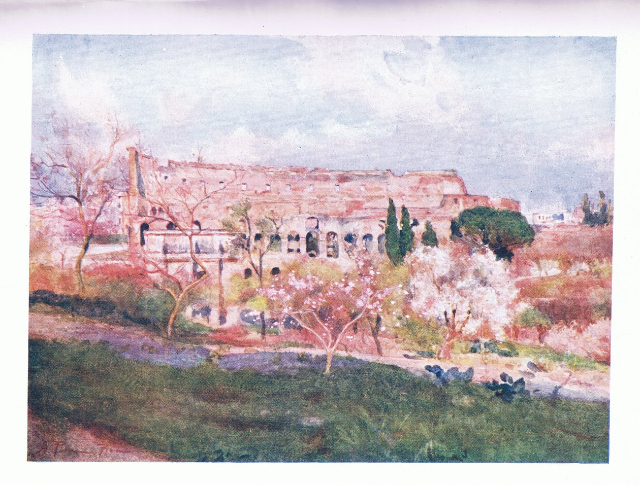 एक वसंत दिवस पर कोलोसियम, ए एंड सी ब्लैक लिमिटेड, 1925 द्वारा प्रकाशित रोम से द्वारा अल्बर्टो पीसा