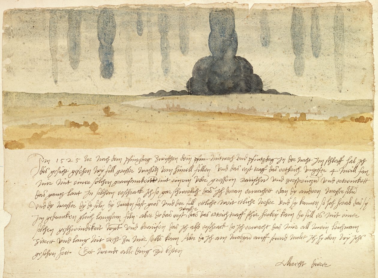 पाठ के साथ सपना परिदृश्य, 1526 (कागज पर पेन इंक और डब्ल्यूसी द्वारा अल्ब्रेक्ट ड्यूरर