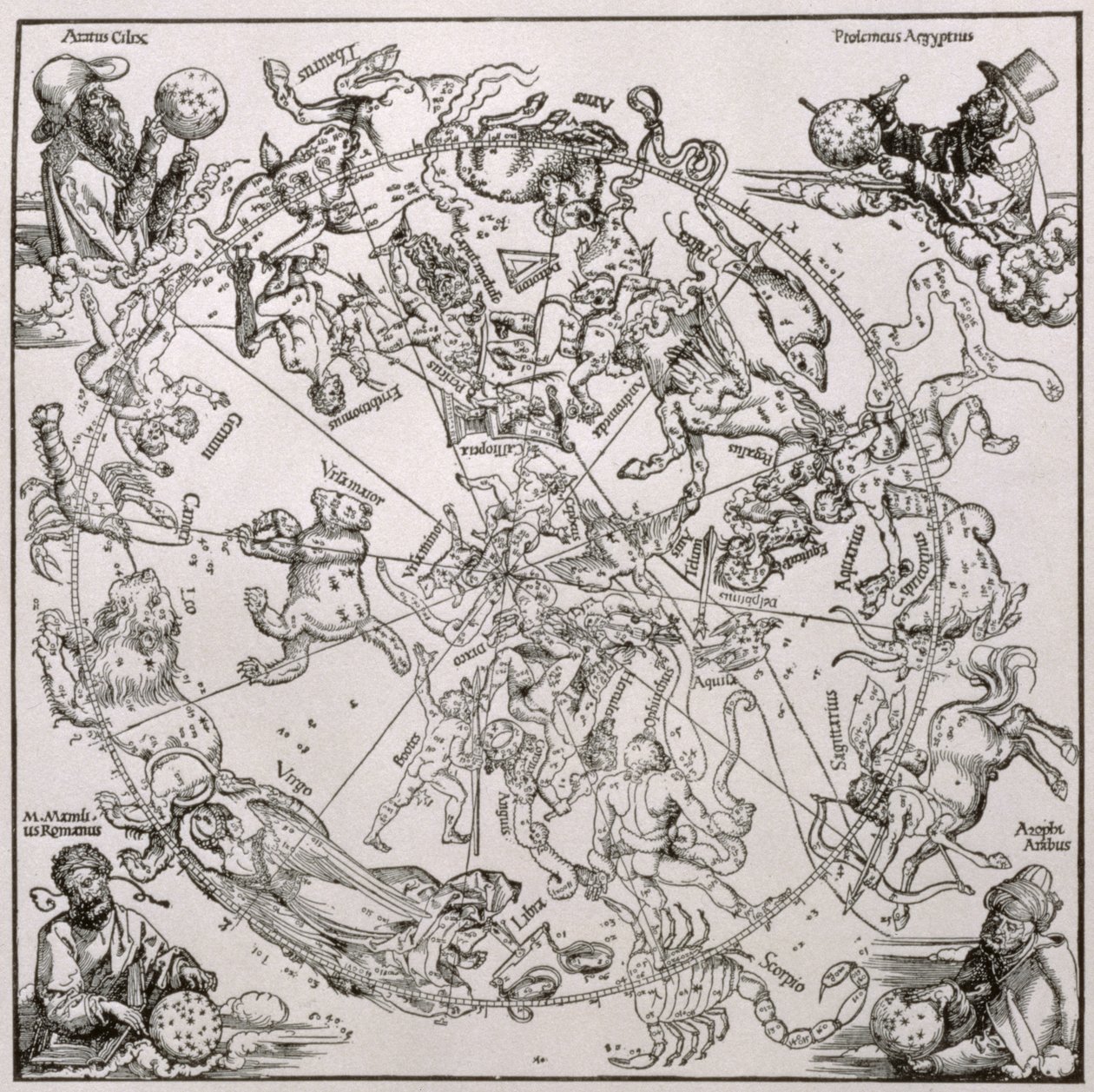 नक्षत्रों के प्रतिनिधित्व के साथ उत्तरी आकाश का मानचित्र, c.1515 द्वारा अल्ब्रेक्ट ड्यूरर