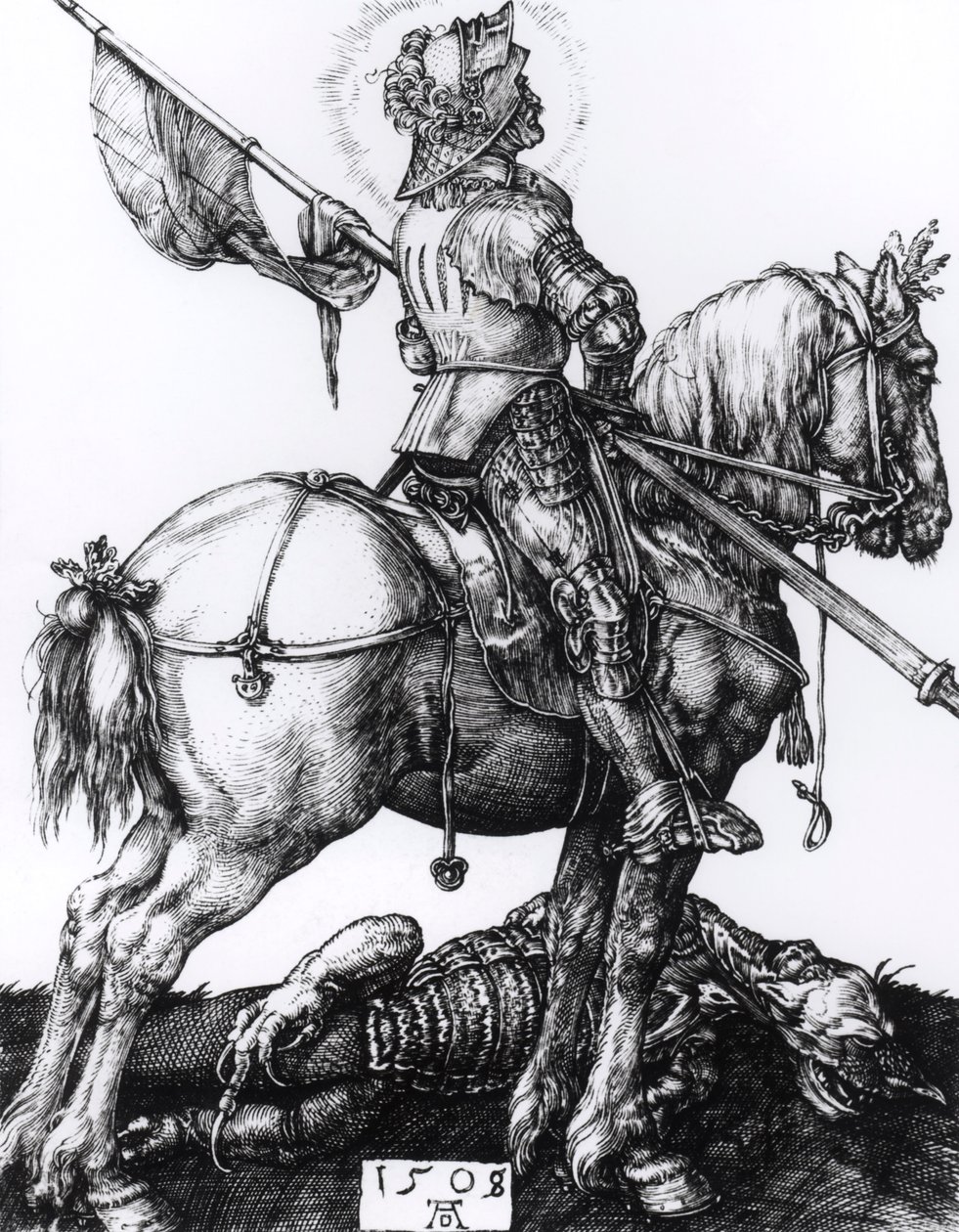 सेंट जॉर्ज और ड्रैगन, 1508 (उत्कीर्णन) द्वारा अल्ब्रेक्ट ड्यूरर