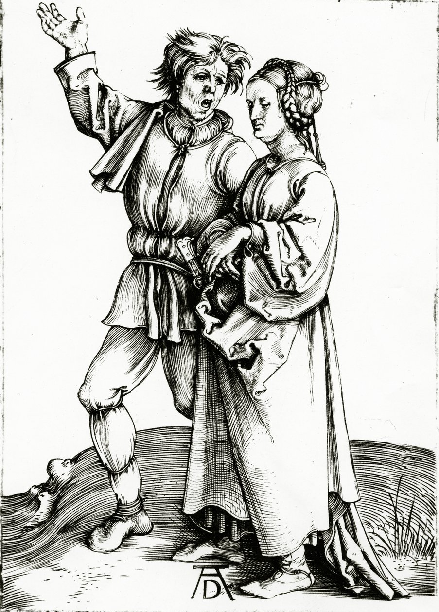 एक देहाती युगल, जोहान्स वियरिक्स द्वारा उकेरा गया, c.1565 (उत्कीर्णन) द्वारा अल्ब्रेक्ट (बाद में) ड्यूरर या ड्यूरर