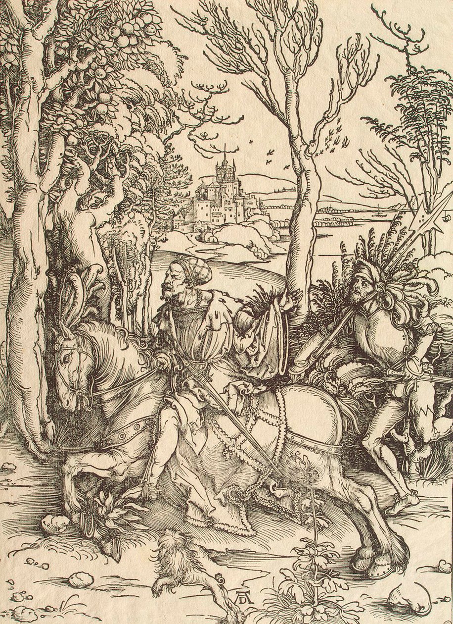 नाइट और लैंसक्वेनेट, c1497। द्वारा अल्ब्रेक्ट ड्यूरर