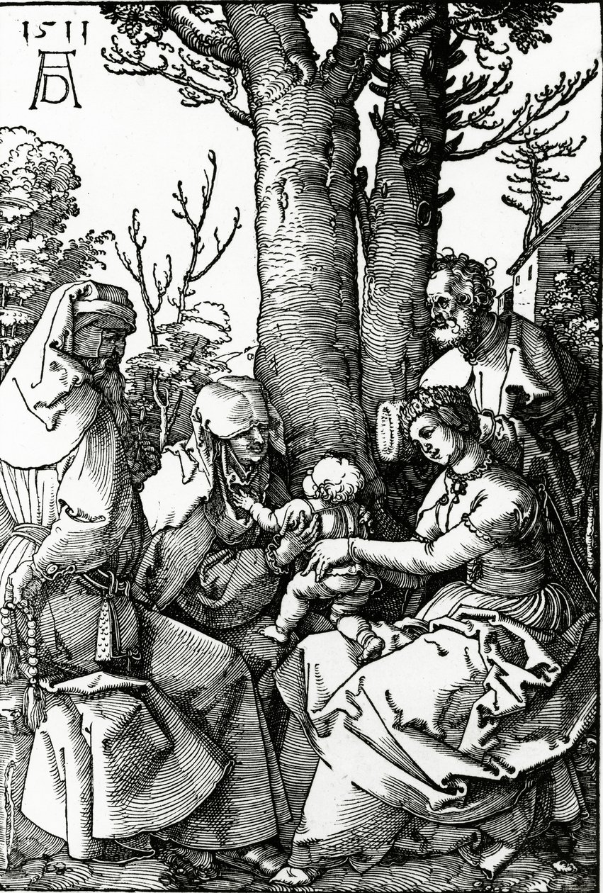 सेंट ऐनी और सेंट जोकिम, 1511 (लकड़बग्घा) के साथ पवित्र परिवार द्वारा अल्ब्रेक्ट ड्यूरर