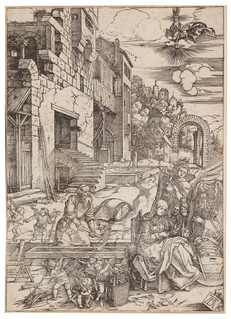 मिस्र में पवित्र परिवार का प्रवास, द लाइफ ऑफ़ द वर्जिन से, c. 1504. द्वारा अल्ब्रेक्ट ड्यूरर