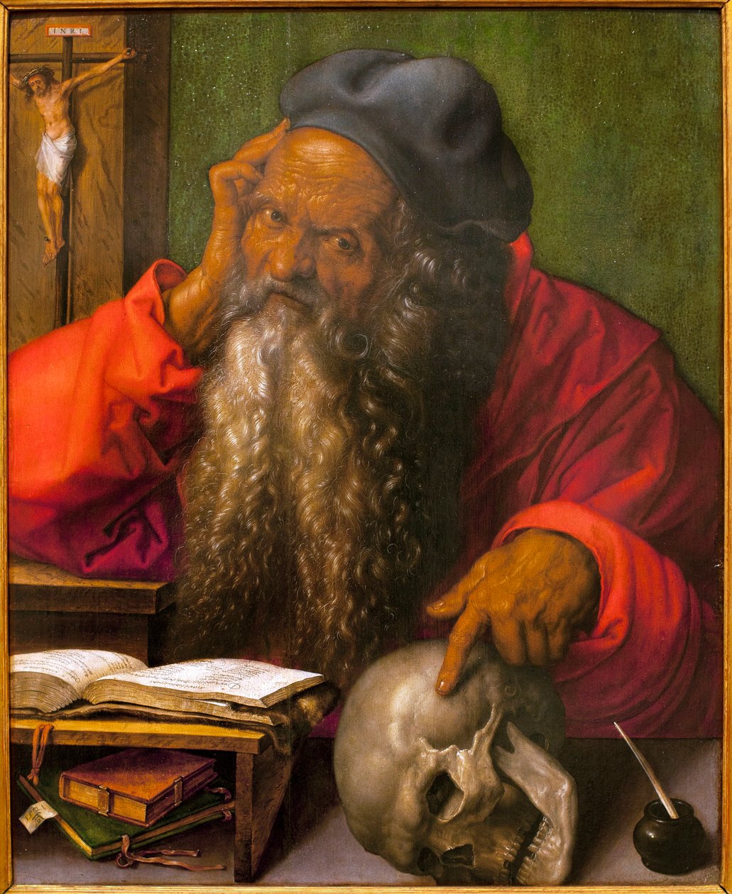 सेंट जेरोम - अल्ब्रेक्ट ड्यूरर द्वारा पेंटिंग (1471-1528), लकड़ी पर तेल oil द्वारा अल्ब्रेक्ट ड्यूरर