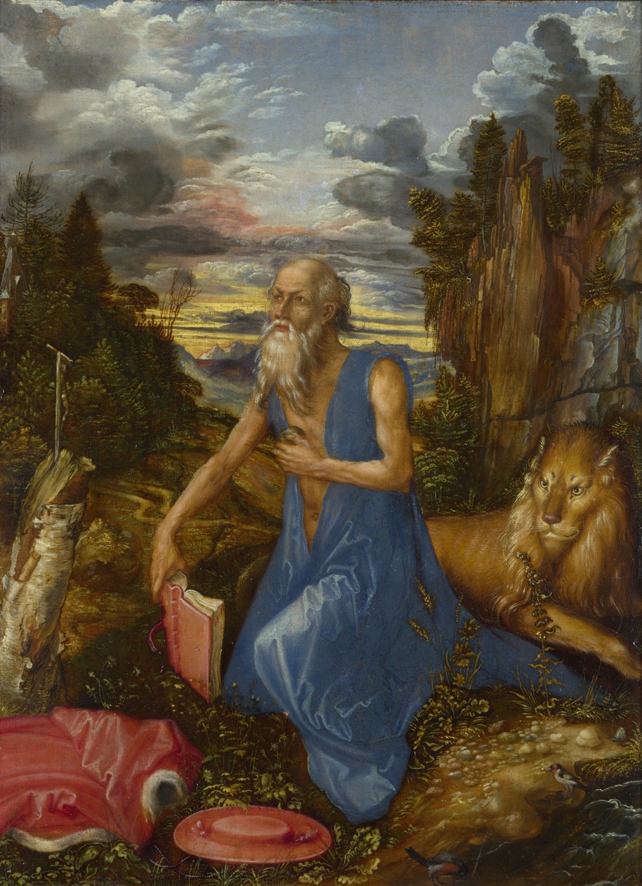 जंगल में संत जेरोम, c.1496 (लकड़ी पर तेल) द्वारा अल्ब्रेक्ट ड्यूरर