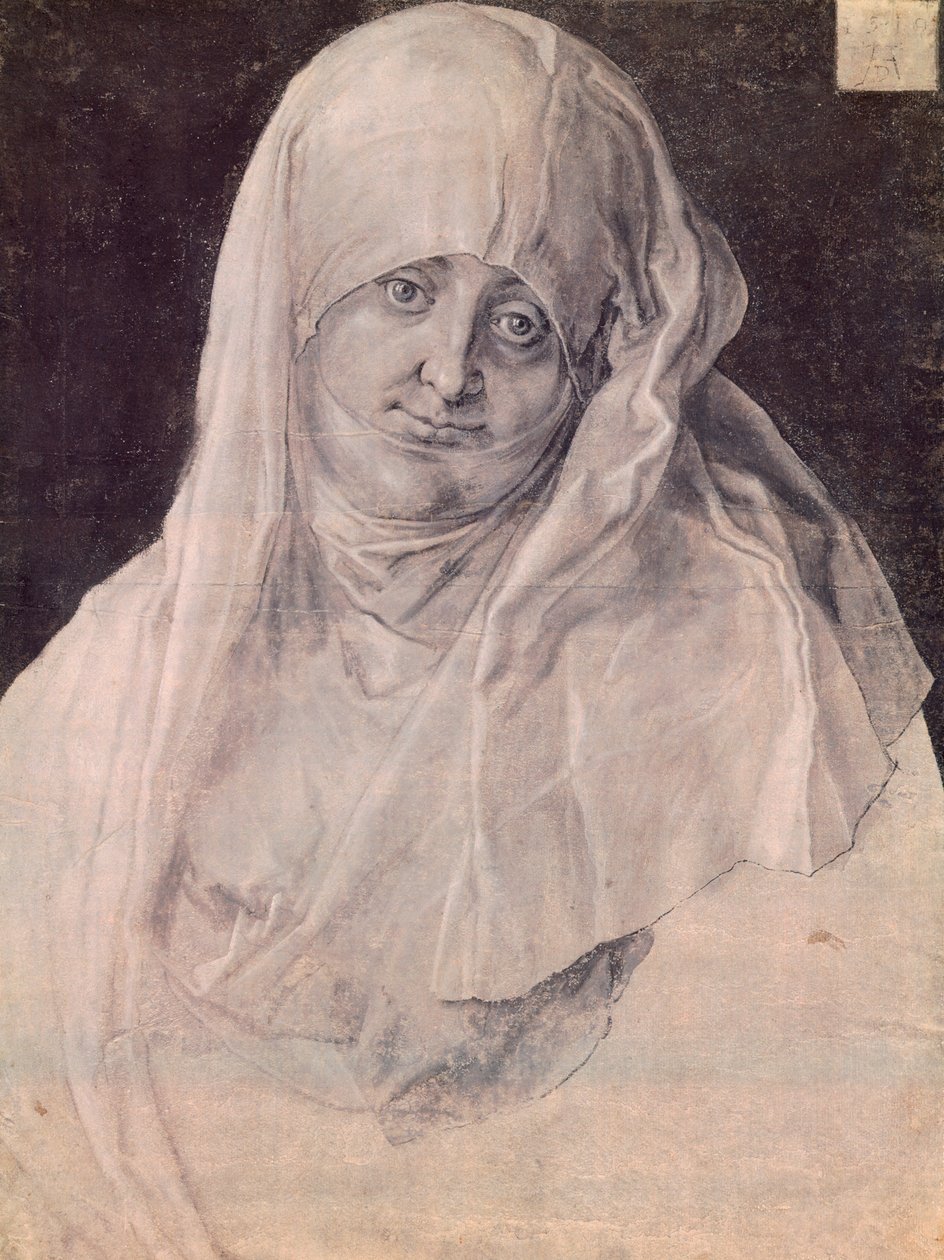 अल्ब्रेक्ट ड्यूरर (1471-1528), ड्राइंग द्वारा सेंट ऐनी अपने सिर को घूंघट से ढका हुआ है द्वारा अल्ब्रेक्ट ड्यूरर