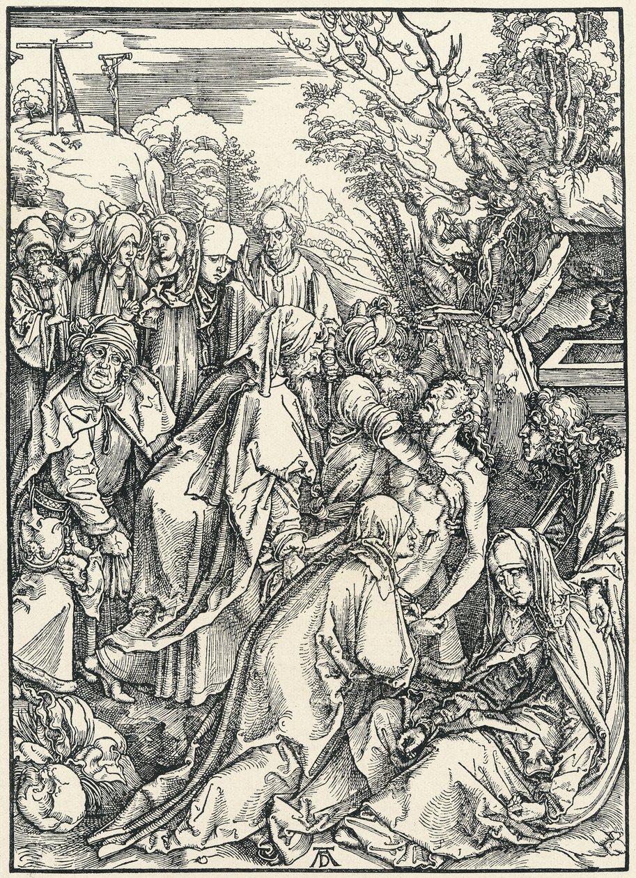 द एंटोम्बमेंट, फ्रॉम द लार्ज पैशन, c.1496-97 (वुडकट) द्वारा अल्ब्रेक्ट ड्यूरर