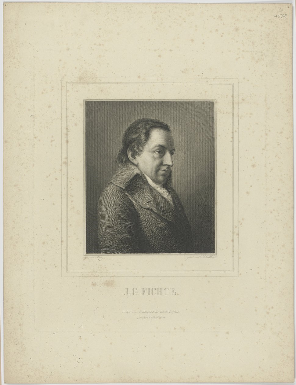 जोहान गोटलिब फिच्ते का पोर्ट्रेट 1762-1814। द्वारा अल्ब्रेक्ट फुरचटेगॉट शुल्थीसिस