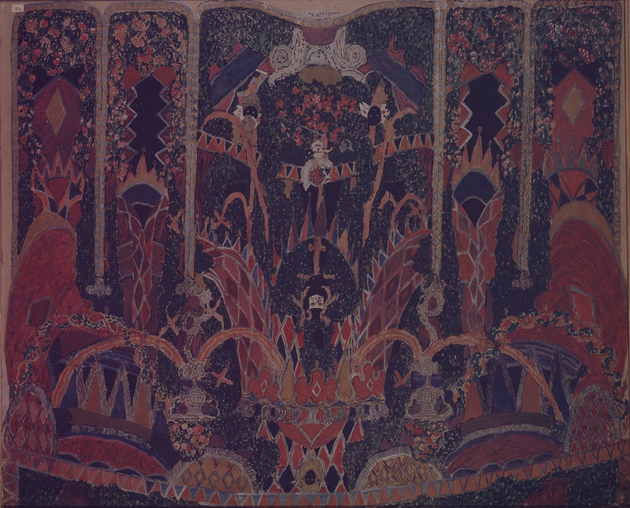 थिएटर के लिए Masquerade के पर्दे का डिज़ाइन, M Lermontov, 1917 द्वारा Masquerade का नाटक द्वारा हांग्जो जकोवलेविक गोलोविन