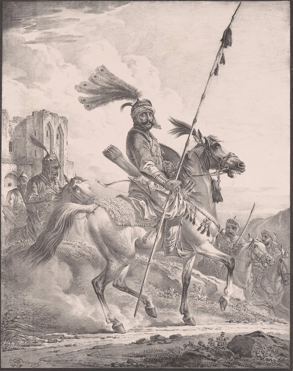घोड़े की पीठ पर सैन्य कवच में कुर्द, 1819, 1819। द्वारा अलेक्सांद्र ओर्लोव्स्की