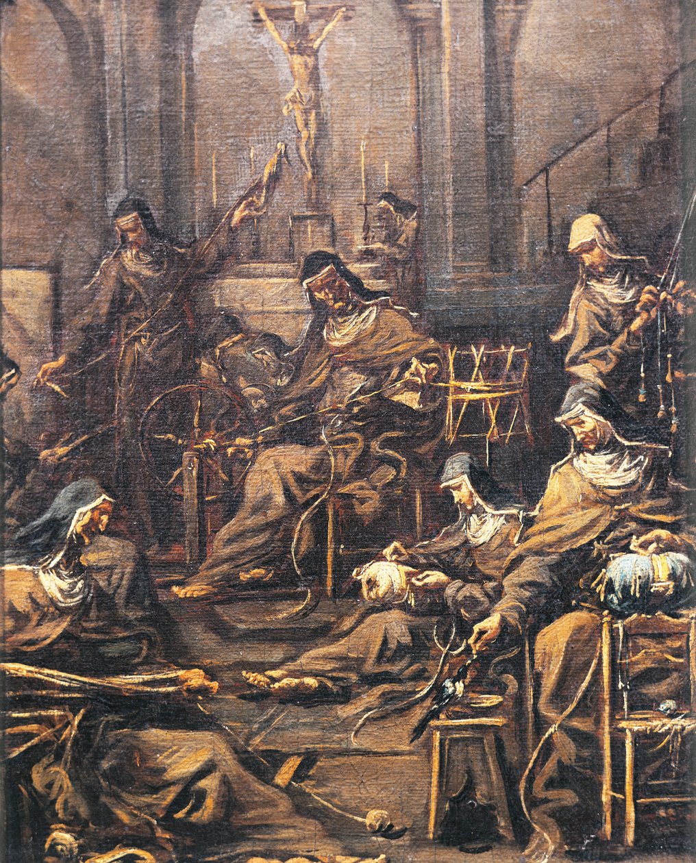 नन कताई और कढ़ाई, एलेसेंड्रो मैग्नास्को द्वारा, जिसे लिसेंड्रिनो (1667-1749) के नाम से जाना जाता है द्वारा एलेसेंड्रो मैग्नासको