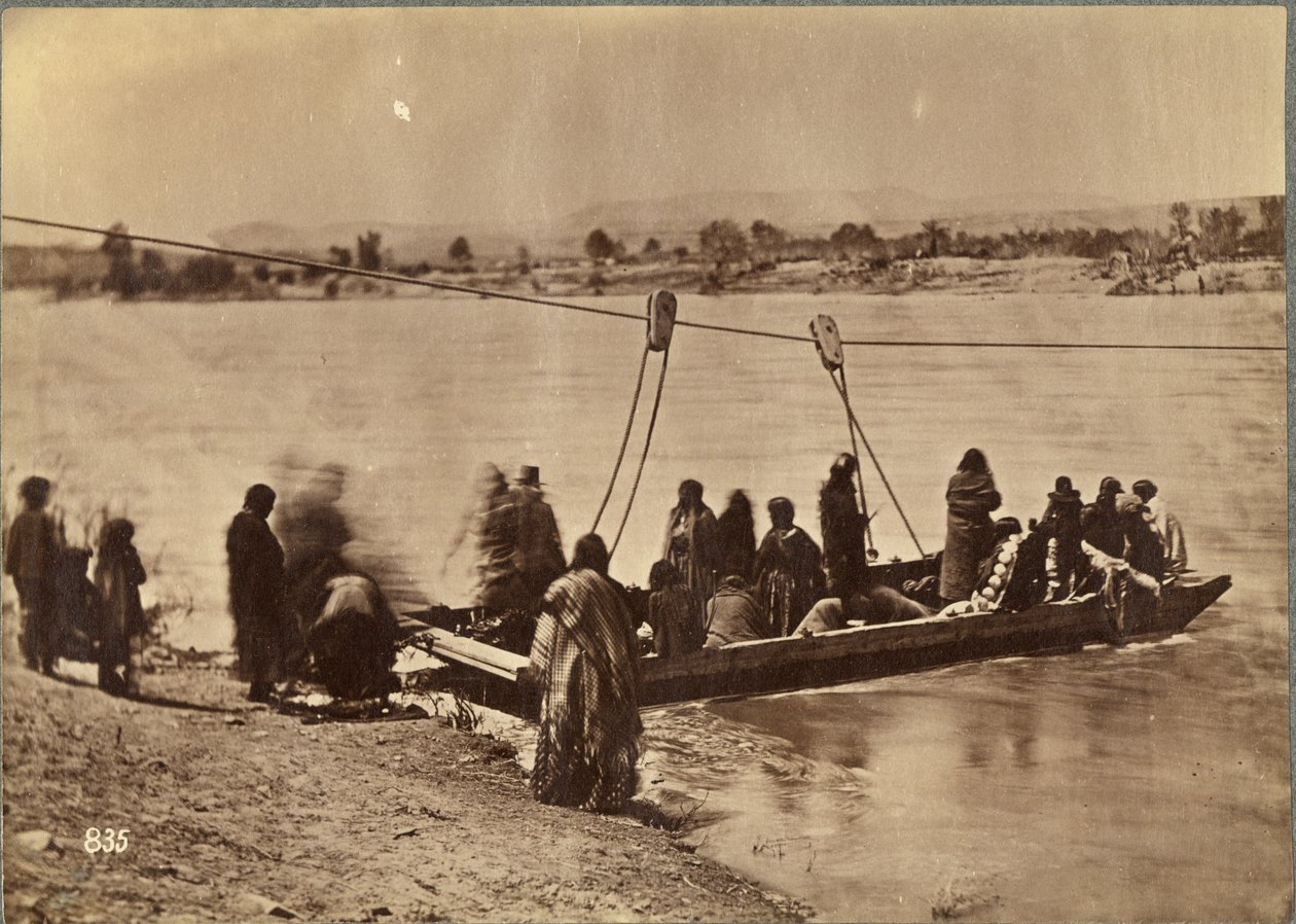 फोर्ट लारमी, डकोटा, 1868 के पास फेरी (एल्बम प्रिंट) द्वारा अलेक्जेंडर गार्डनर