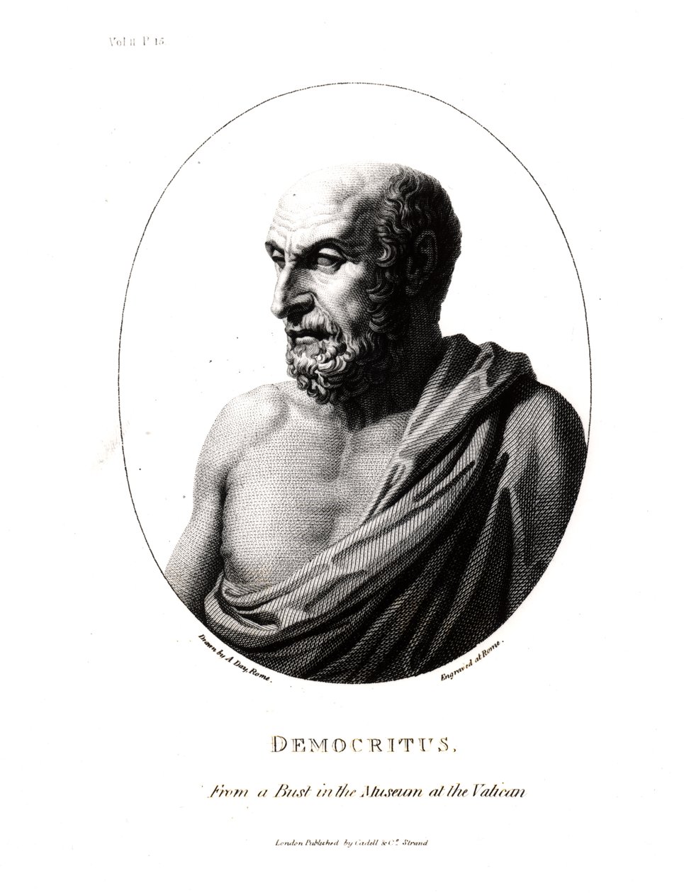 वेटिकन संग्रहालय में एक हलचल से उत्कीर्ण डेमोक्रिटस (c.460-c.370 ईसा पूर्व) द्वारा अलेक्जेंडर डे