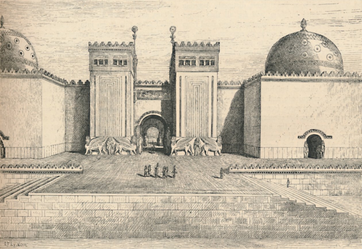सरगन्स पैलेस, खोरसाबाद: दक्षिण-पूर्वी गेट, 1886 द्वारा अलेक्जेंडर फ्रांसिस लिडॉन