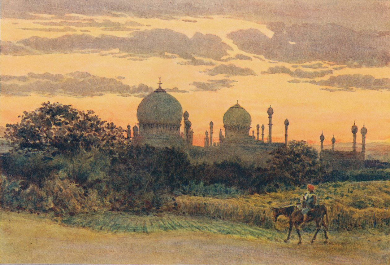 इब्राहिम रोजा के पीछे सूर्यास्त, बीजापुर, c1880 1905। द्वारा अलेक्जेंडर हेनरी हल्लम मरे