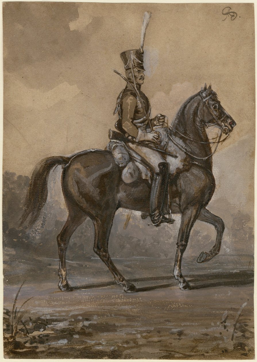 रूसी ड्रैगन - सॉरवीड, अलेक्जेंडर इवानोविच (1783-1844) - 1820 - कागज पर जल रंग - 22,9x16,2 - निजी संग्रह द्वारा अलेक्जेंडर इवानोविच सॉवराइड