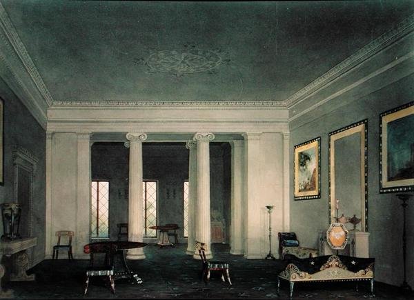 ग्रीक रिवाइवल डबल पार्लर, c.1845 (कागज पर पानी के रंग का) द्वारा अलेक्जेंडर जैक्सन डेविस