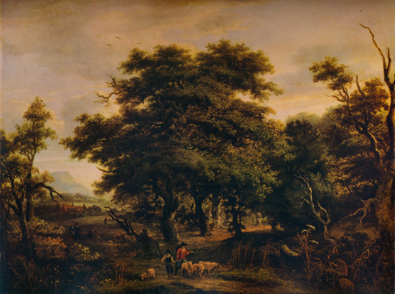 एक वुडी लैंडस्केप, फिगर और भेड़ के साथ, c1805 द्वारा अलेक्जेंडर नसीम