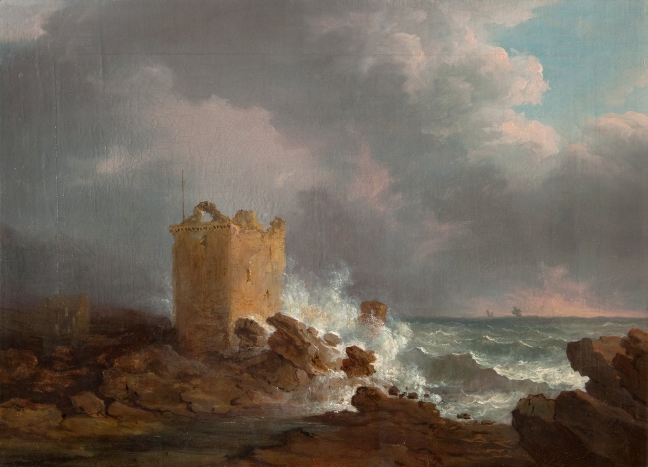 Broughty Castle एक तूफान के दौरान, c.1810 (कैनवास पर तेल) द्वारा अलेक्जेंडर नसीम