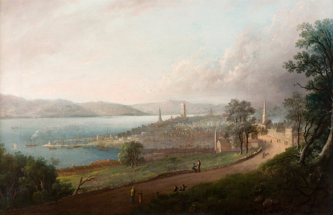 प्रिंसेस स्ट्रीट से डंडी, c.1823-24 (कैनवास पर तेल) द्वारा अलेक्जेंडर नसीम