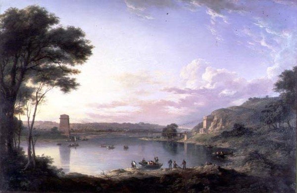 ट्वीड पर बर्विक के पास यूनियन ब्रिज, c.1819 (कैनवास पर तेल) द्वारा अलेक्जेंडर नसीम
