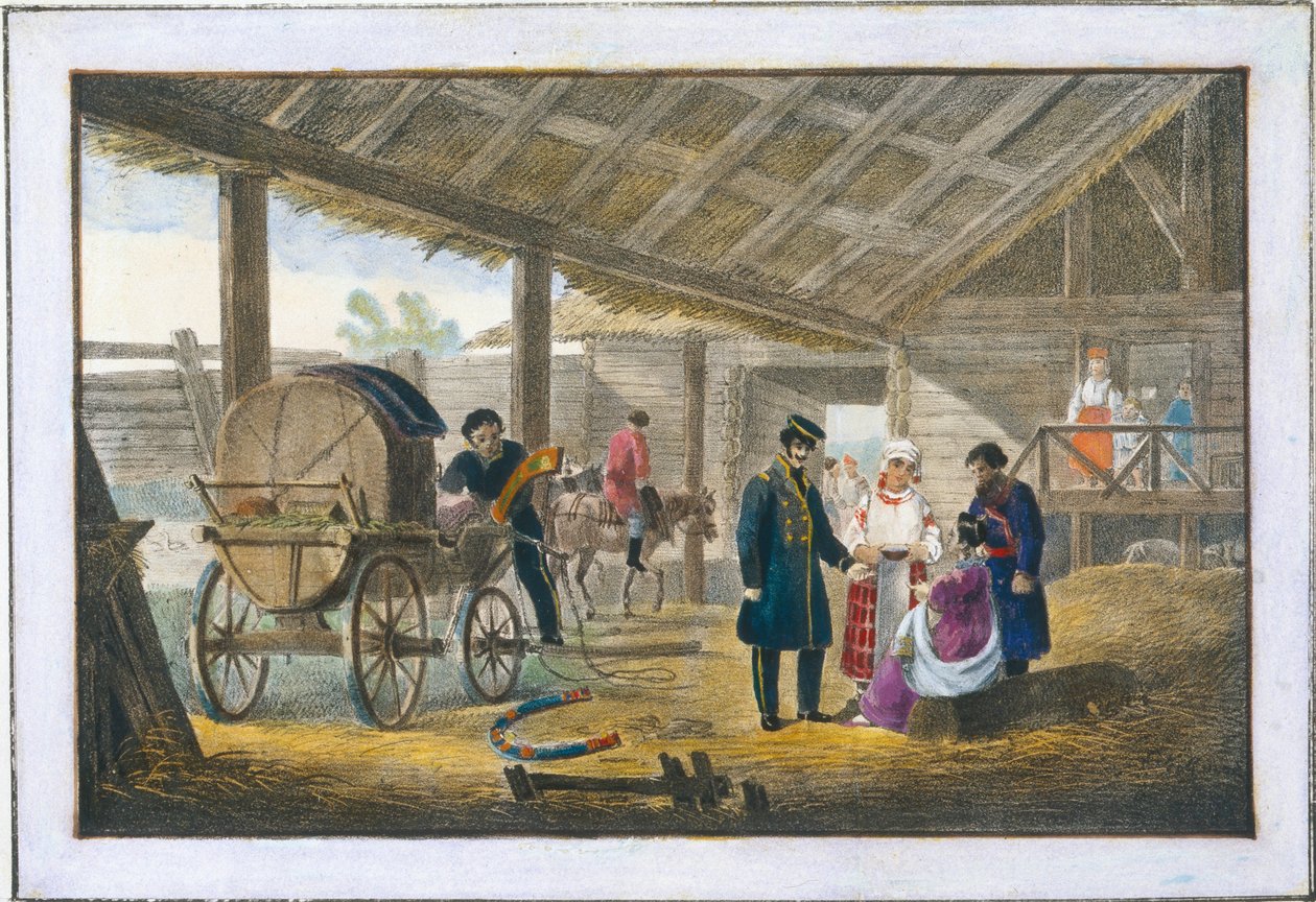 सड़क के किनारे सराय, 1820 द्वारा अलेक्जेंडर प्लुचर