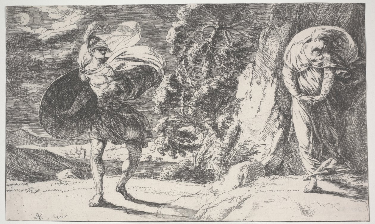 फिंगल एनकाउंटर कार्बन कारग्लास, पहला मुद्रित c.1773 (नक़्क़ाशी) द्वारा अलेक्जेंडर रनसीमन