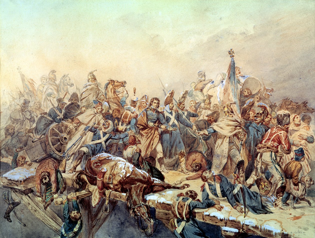 डोमिनिक लैरी ने बेरेज़िना को पार किया, नवंबर 1812 द्वारा अलेक्जेंड्रे सोल्ड
