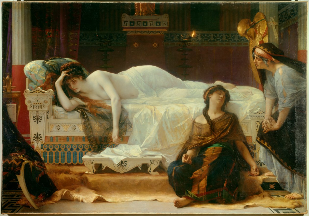 Phedre Phedre, अपने दामाद हिप्पोलीटे के साथ प्यार में, निराशा में है। अलेक्जेंड्रे कैबनेल द्वारा पेंटिंग (1823-1889) द्वारा अलेक्जेंड्रे काबनेल