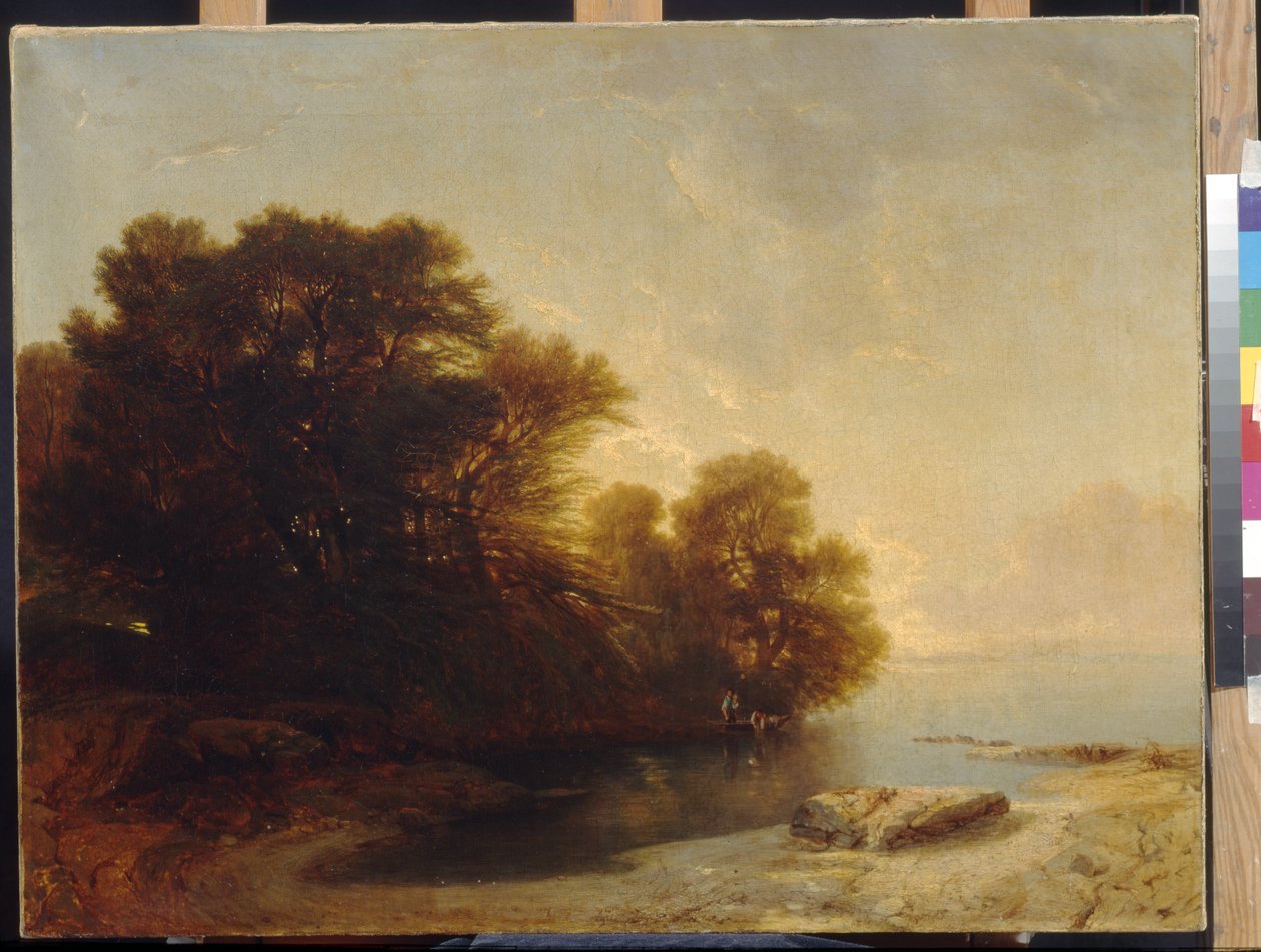 कैलमे, अलेक्जेंड्रे (1810-1864) द्वारा झील पर पेड़। कैनवास पर तेल, आयाम: 62x81. स्टेट ए। पुश्किन म्यूज़ियम ऑफ़ फाइन आर्ट्स, मॉस्को द्वारा अलेक्जेंड्रे कैलामे