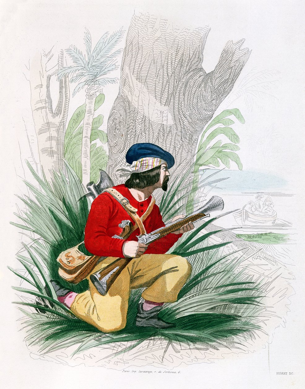 पी। क्रिश्चियन द्वारा &39;हिस्टॉयर डेस पाइरेट्स&39; से बुकेनर, 1852 में हुआर्ट द्वारा उत्कीर्ण द्वारा अलेक्जेंड्रे डेबेल