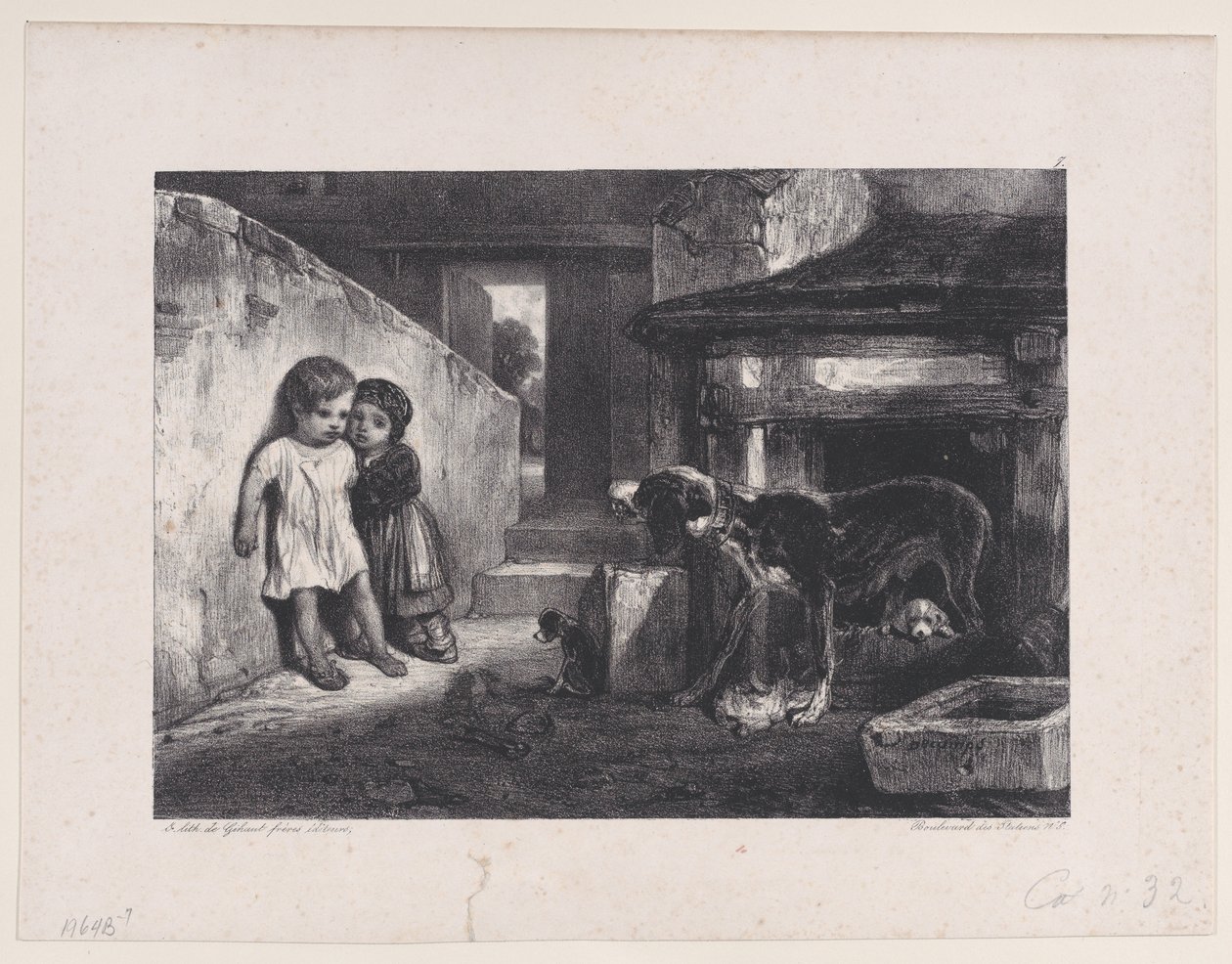 हंटिंग सीन्स, 1829 की श्रृंखला से स्नार्लिंग डॉग द्वारा भयभीत बच्चे। द्वारा अलेक्जेंड्रे गेब्रियल डिकैम्प्स