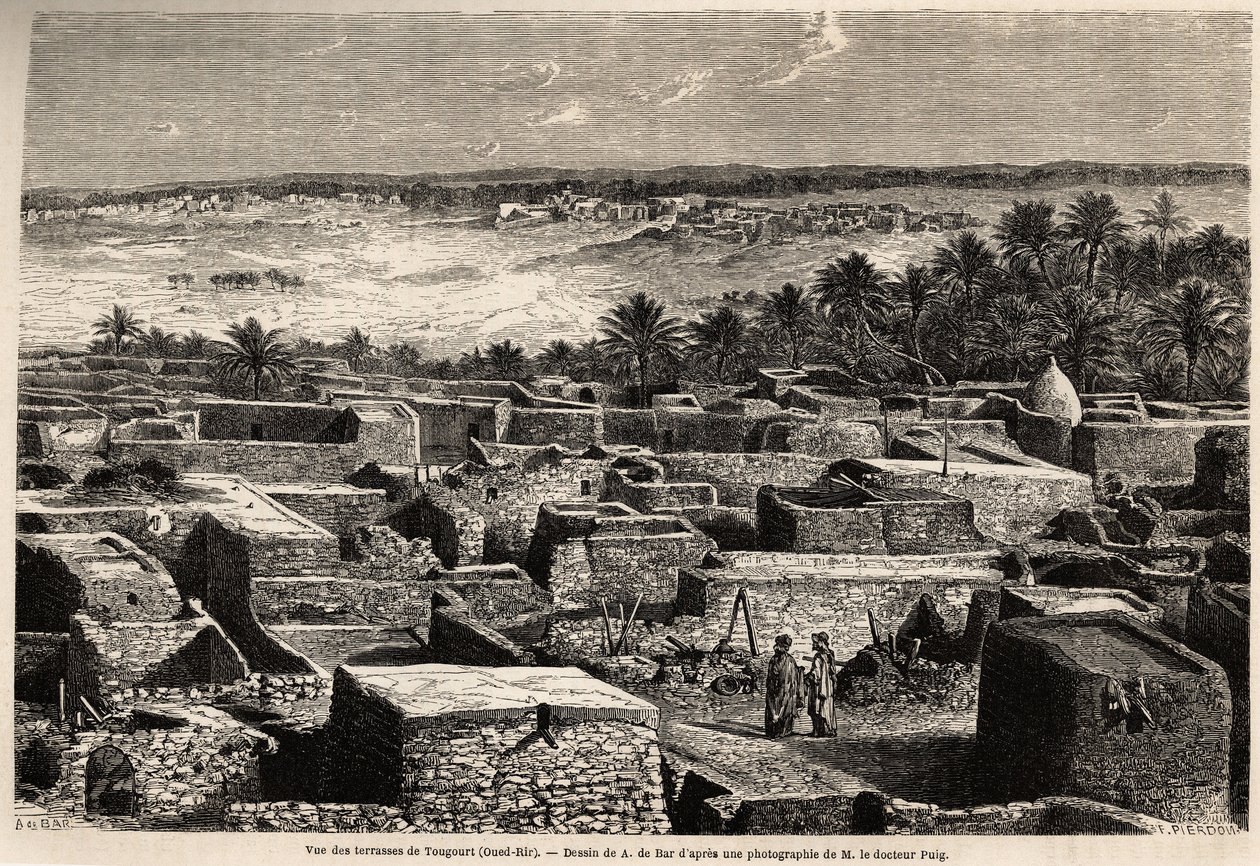 Tougourt (Oued Rir) की छतों का दृश्य द्वारा अलेक्जेंड्रे डे (बाद) बार