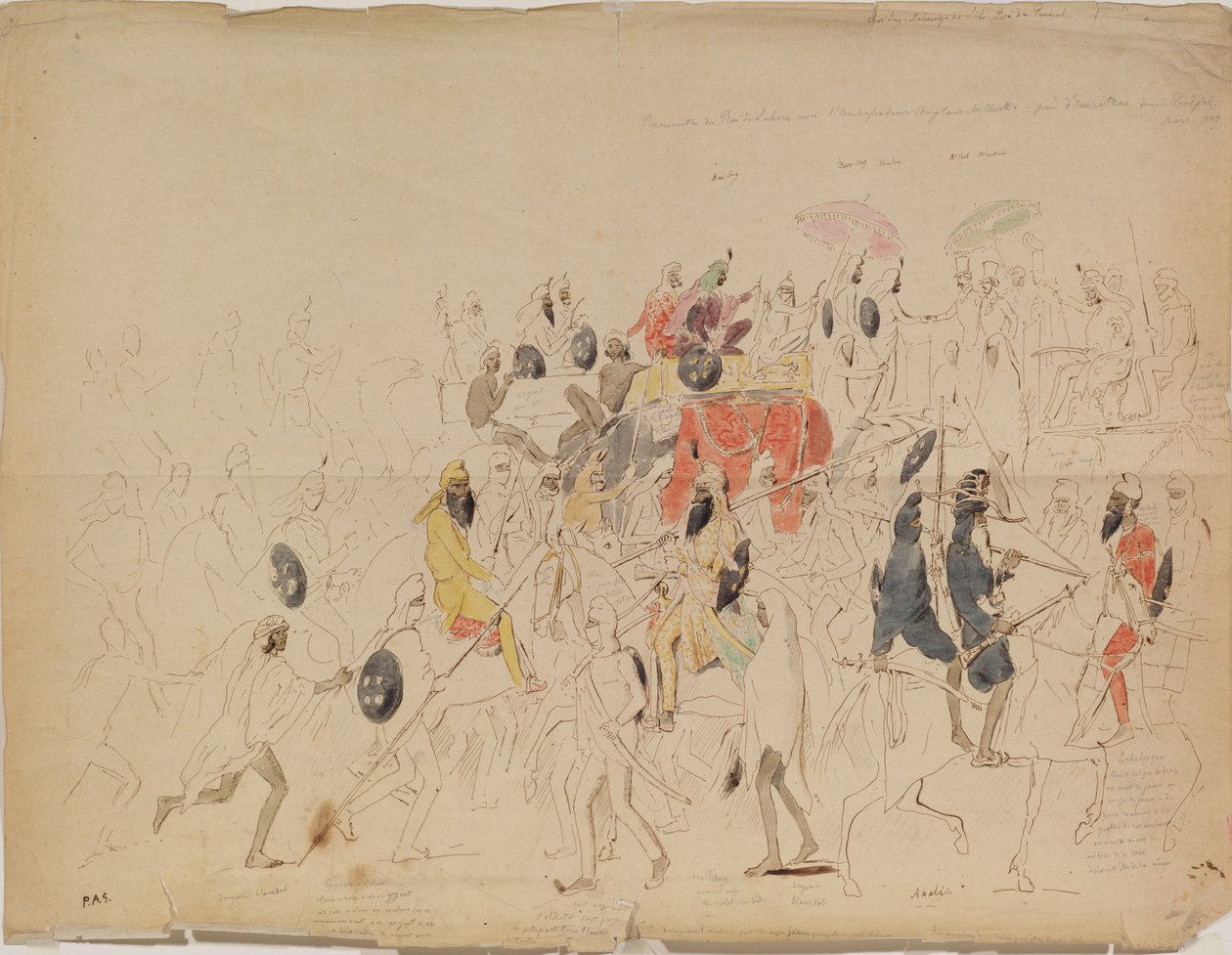 1842, 1842 में पंजाब के महाराजा शेर सिंह और ब्रिटिश राजदूत क्लार्क की मुलाकात द्वारा अलेक्सी दिमित्रिविच साल्टीकोव