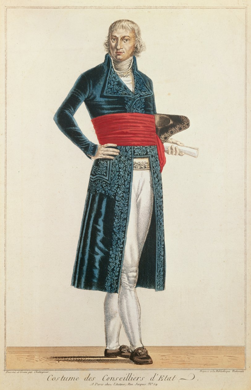 राज्य के पार्षद की वर्दी, c.1804-10 (रंग उत्कीर्णन) द्वारा एलेक्सिस चट्टानीगर