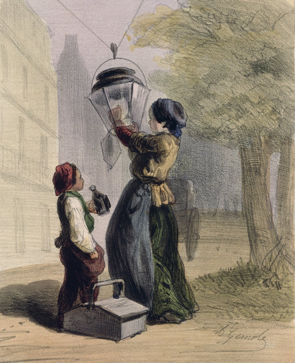 1841-42, &39;द वूमन ऑफ पेरिस&39; से दी लैम्पलिफ्टर द्वारा अल्फ्रेड आंद्रे जेनियोले