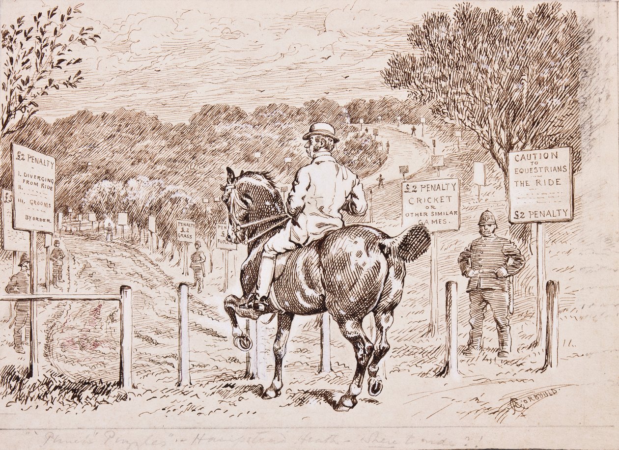 &39;व्हेयर टू राइड&39;, पंच के लिए चित्रण, 1883 द्वारा अल्फ्रेड चैंट्रे कॉर्बोल्ड