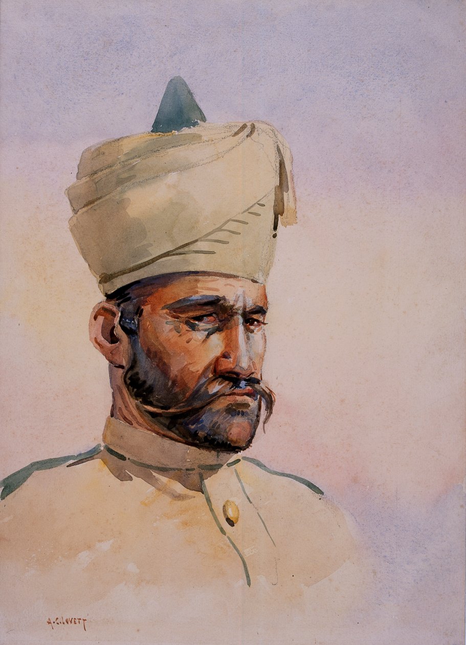 40 वें पठानों के सैनिक, मलिकदीन खेल (अफरीदी), मेजर जीएफ मैकमुन द्वारा 1911, 1908 में प्रकाशित &39;भारत की सेनाओं&39; के लिए चित्र द्वारा अल्फ्रेड क्राउड लवेट