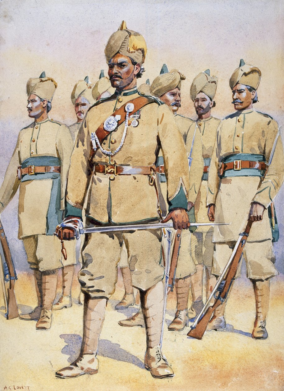 33 वें पंजाबियों के सैनिक, सूबेदार, पंजाबी मुसलामान, 1911, 1908 में प्रकाशित मेजर जीएफ मैकमुन द्वारा &39;भारत की सेनाओं&39; के लिए चित्रण द्वारा अल्फ्रेड क्राउड लवेट