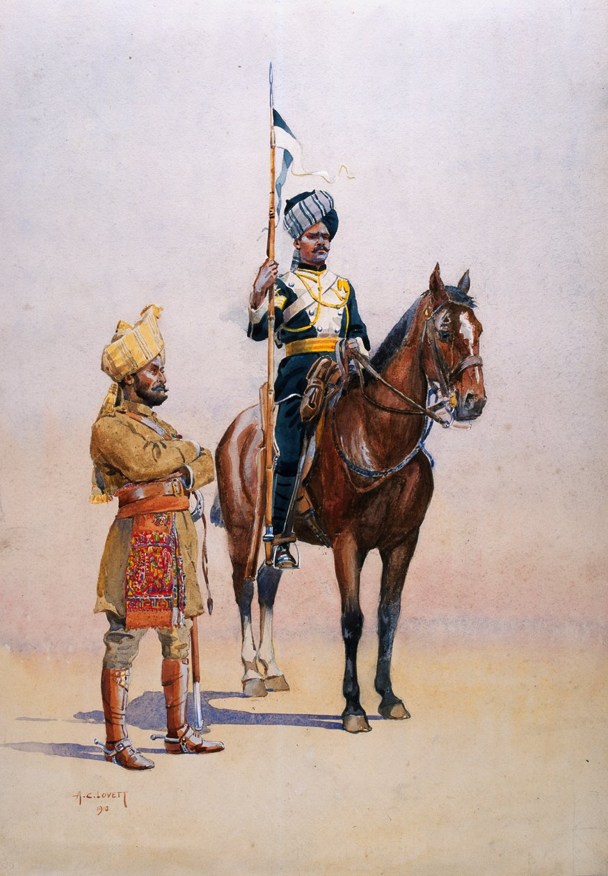 मैसूर ट्रांसपोर्ट कोर के सैनिक, 1911, 1910 में प्रकाशित मेजर जीएफ मैकमुन्न द्वारा &39;भारत की सेनाओं&39; का चित्रण द्वारा अल्फ्रेड क्राउड लवेट