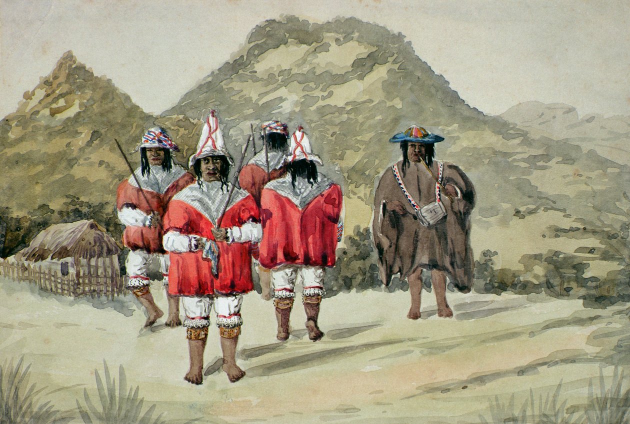 इंडिओस डांसिंग, c.1875 (wc पेपर पर) द्वारा अल्फ्रेड गुस्टिन