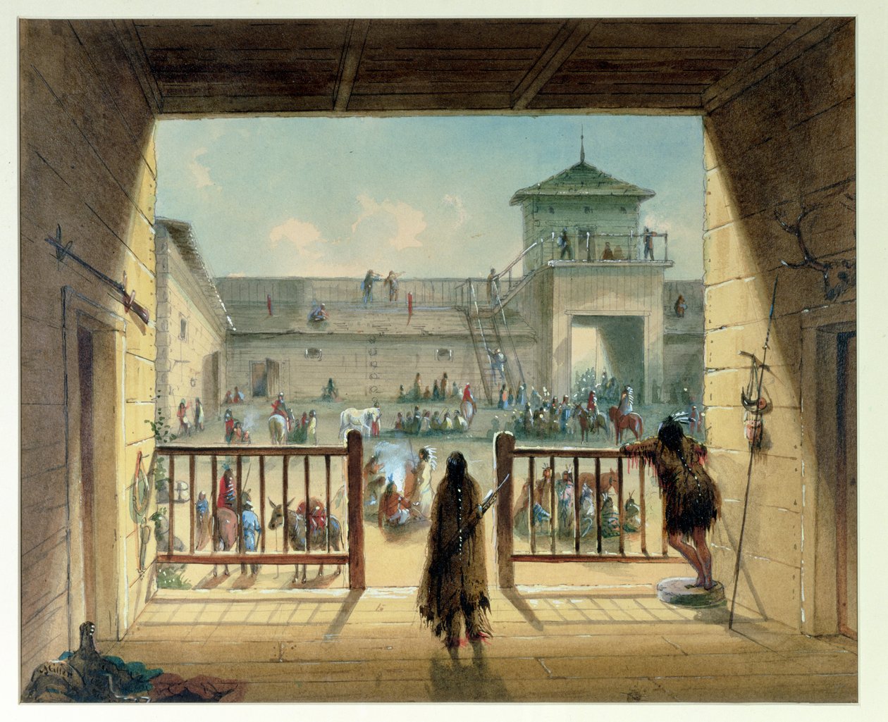फोर्ट लारमी का इंटीरियर, 1858-60 द्वारा अल्फ्रेड जैकब मिलर
