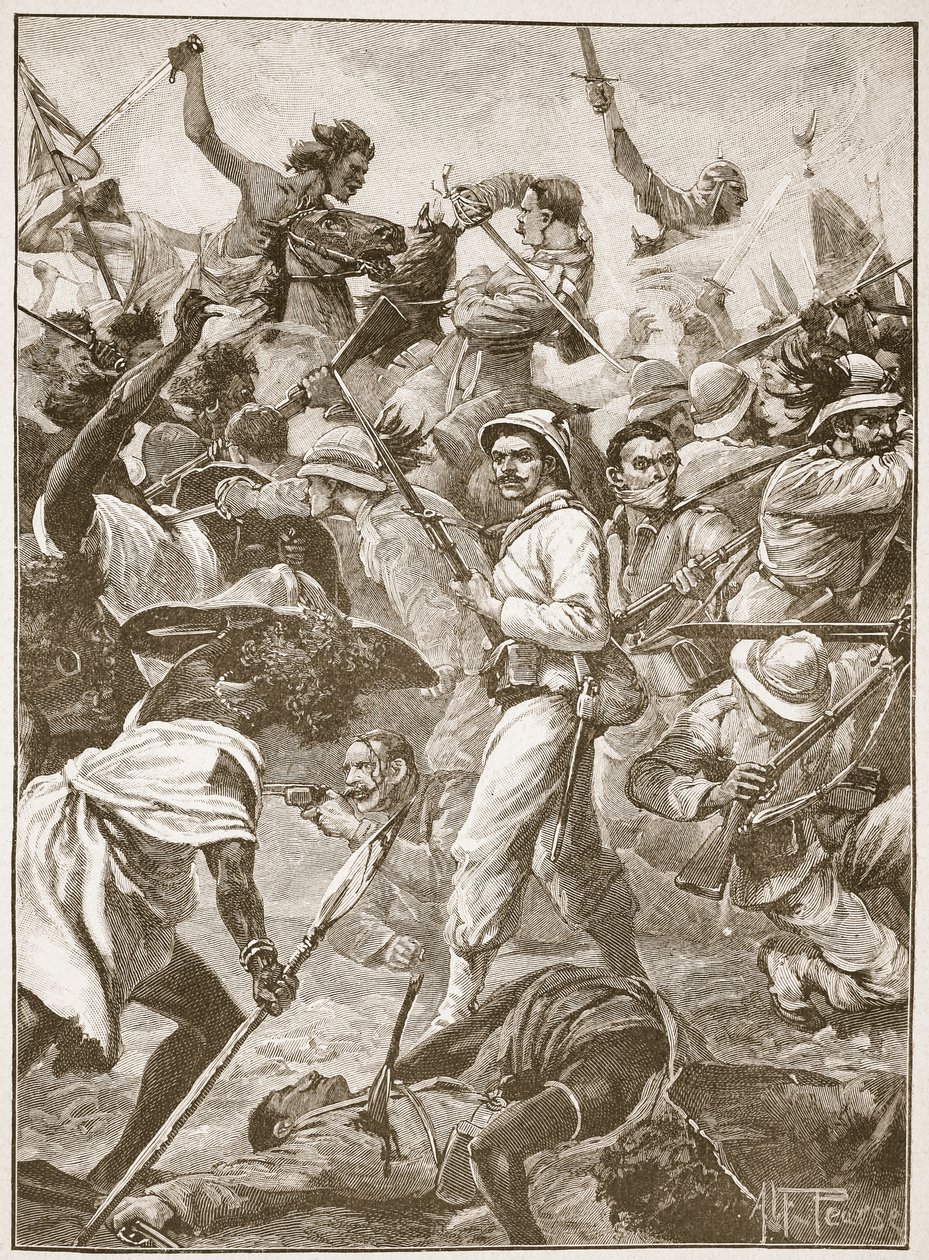 एक उन्नत पद धारण करने वाले मुट्ठी भर Bersaglieri को टुकड़ों में काट दिया गया था, आर्किबाल्ड फोर्ब्स, जीए हेंटी और मेजर आर्थर ग्रिफिथ्स द्वारा &39;उन्नीसवीं शताब्दी की लड़ाइयों&39; से चित्रण द्वारा अल्फ्रेड पीयर्स