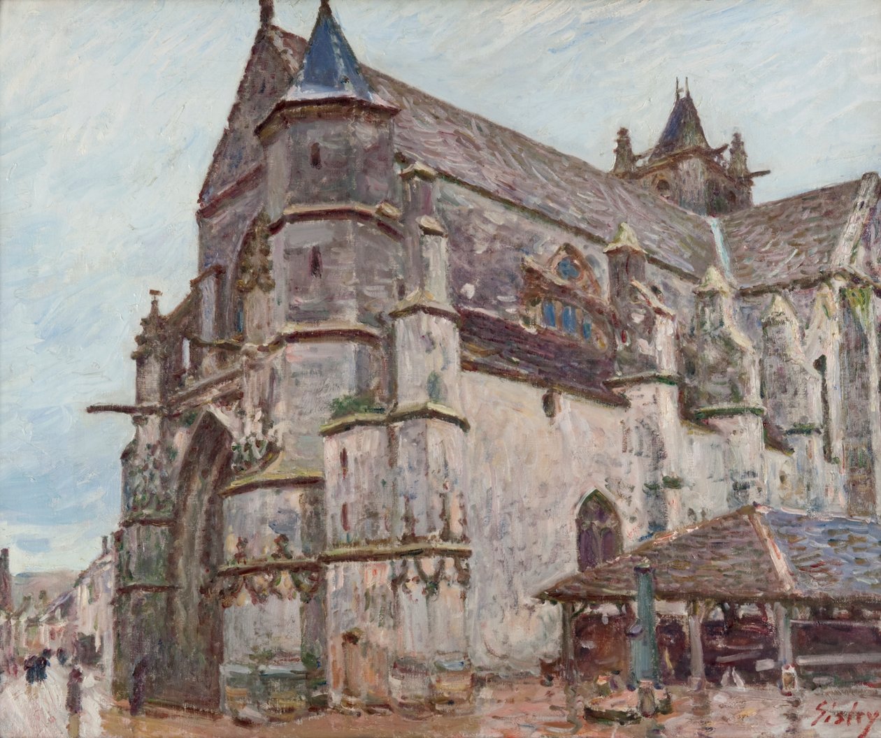 Notre-Dame de Moret सुबह की बारिश में द्वारा अल्फ्रेड सिसली