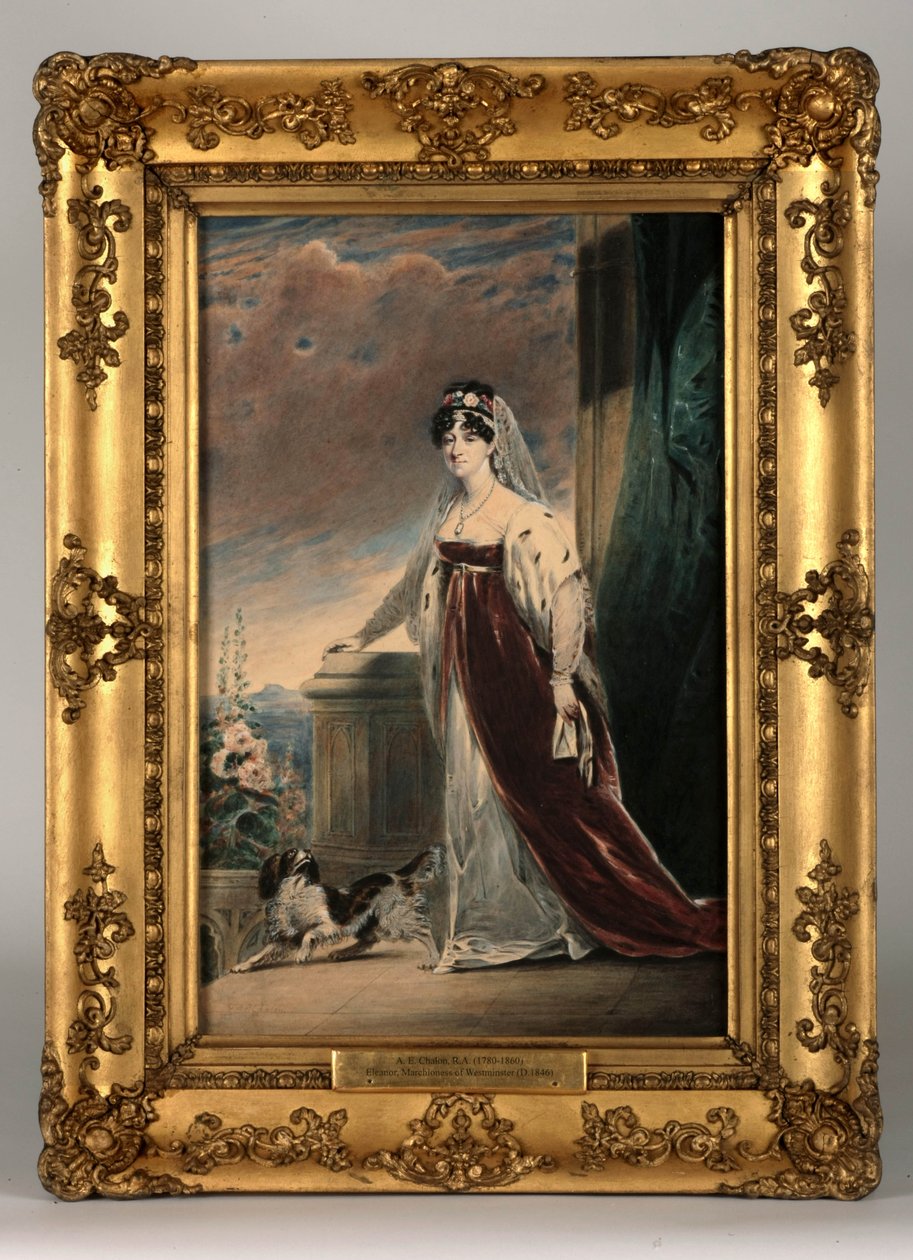 लेडी एलेनोर एगर्टन का चित्र, c.1820 (कागज पर wc und bodycolour) (जोड़ी के लिए 328879 देखें) द्वारा अल्फ्रेड एडवर्ड चैलन