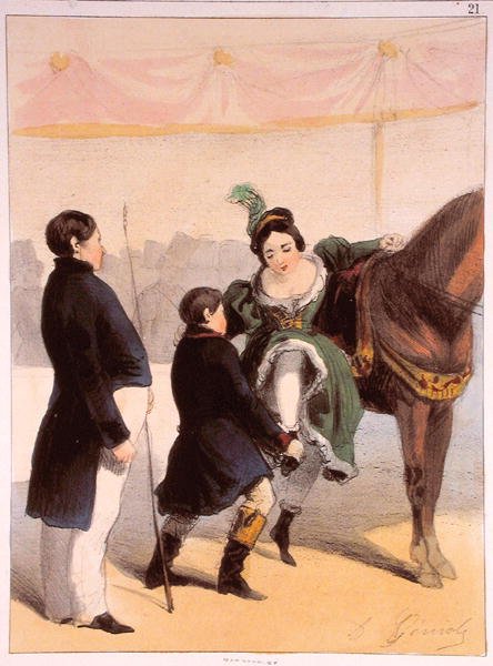 द सर्कस परफ़ॉर्मर, लेस फ़ेम्स डे पेरिस, 1841-42 से द्वारा अल्फ्रेड आंद्रे जेनियोले